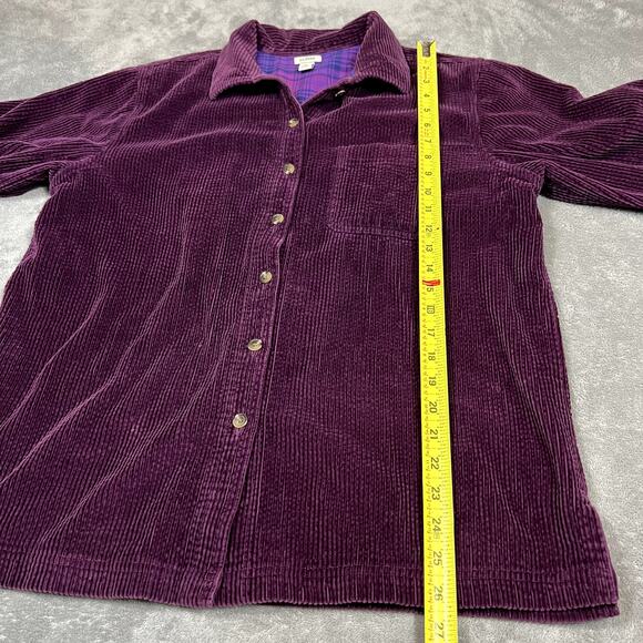 LL Bean Quilt Lined Cordoroy Jacket Sweater Women's M Purple Shacket Outdoor - Picture 8 of 10
